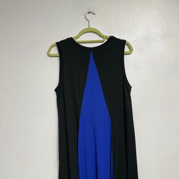 Comfy USA Blue Colorblock Midi Dress Sz L - Picture 7 of 11